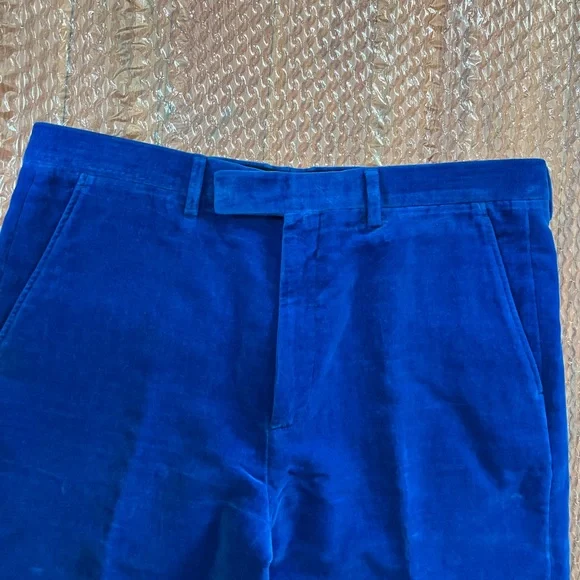 Gucci Blue Velvet Flared Cuffed Pants 48IT MEDIUM Pre-Fall 2019 Harry Styles - Picture 7 of 11